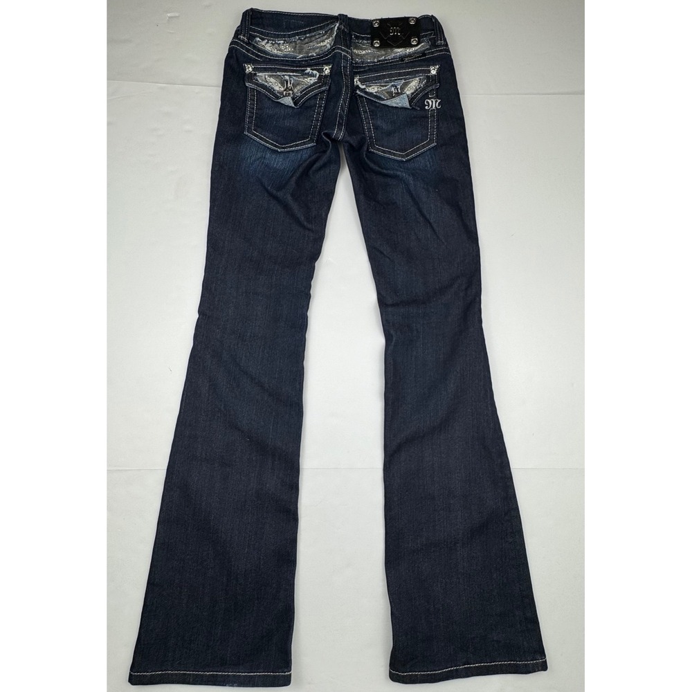 Miss Me Bootcut Jeans 25 Dark Wash Denim Sequin Embellished Western Y2K Boho - Picture 3 of 12